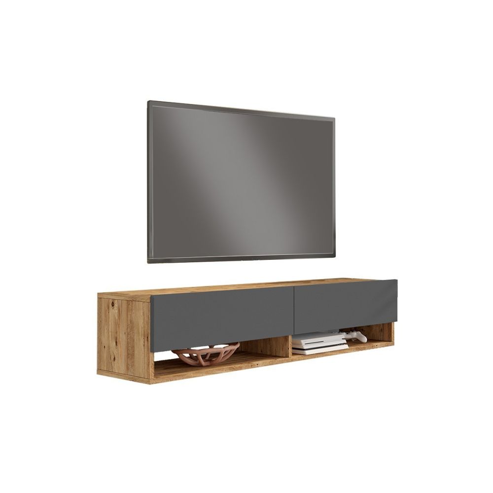 Mueble Mesa TV de Pared Color Antracita-Roble