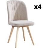 Pack 4 Sillas de Comedor Tapizada, Sillas de Salón Beig