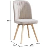 Pack 4 Sillas de Comedor Tapizada, Sillas de Salón Beig
