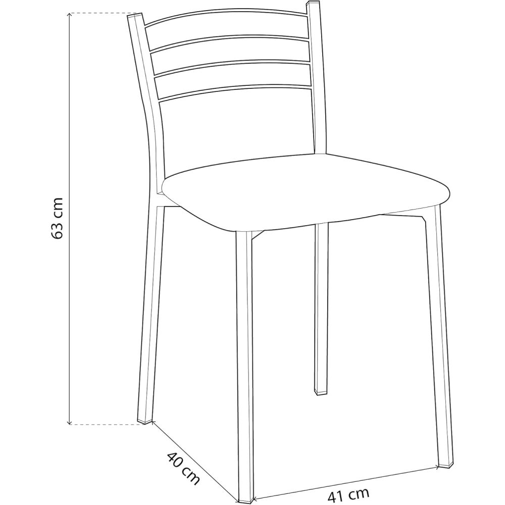 Pack de 4 Sillas de Cocina – Metálicas en Acabado Gris y Blanco, Medidas: 40 cm x 41 cm x 63 cm
