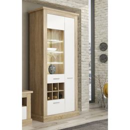 Mueble de Comedor, Mueble Salón, Acabado en Blanco y Cambria, Medidas: 276 cm (Ancho) x 201,6 cm (Alto) x 41,8 cm (Fondo)