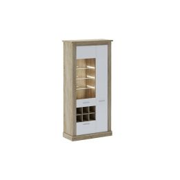 Mueble de Comedor, Mueble Salón, Acabado en Blanco y Cambria, Medidas: 276 cm (Ancho) x 201,6 cm (Alto) x 41,8 cm (Fondo)