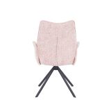 Juego de 2 Sillas con Brazos Tapizadas en Tela Rosa y Patas en Acabado Negro, Mecanismo Giratorio 180º-  Medidas 63x62x93 cm