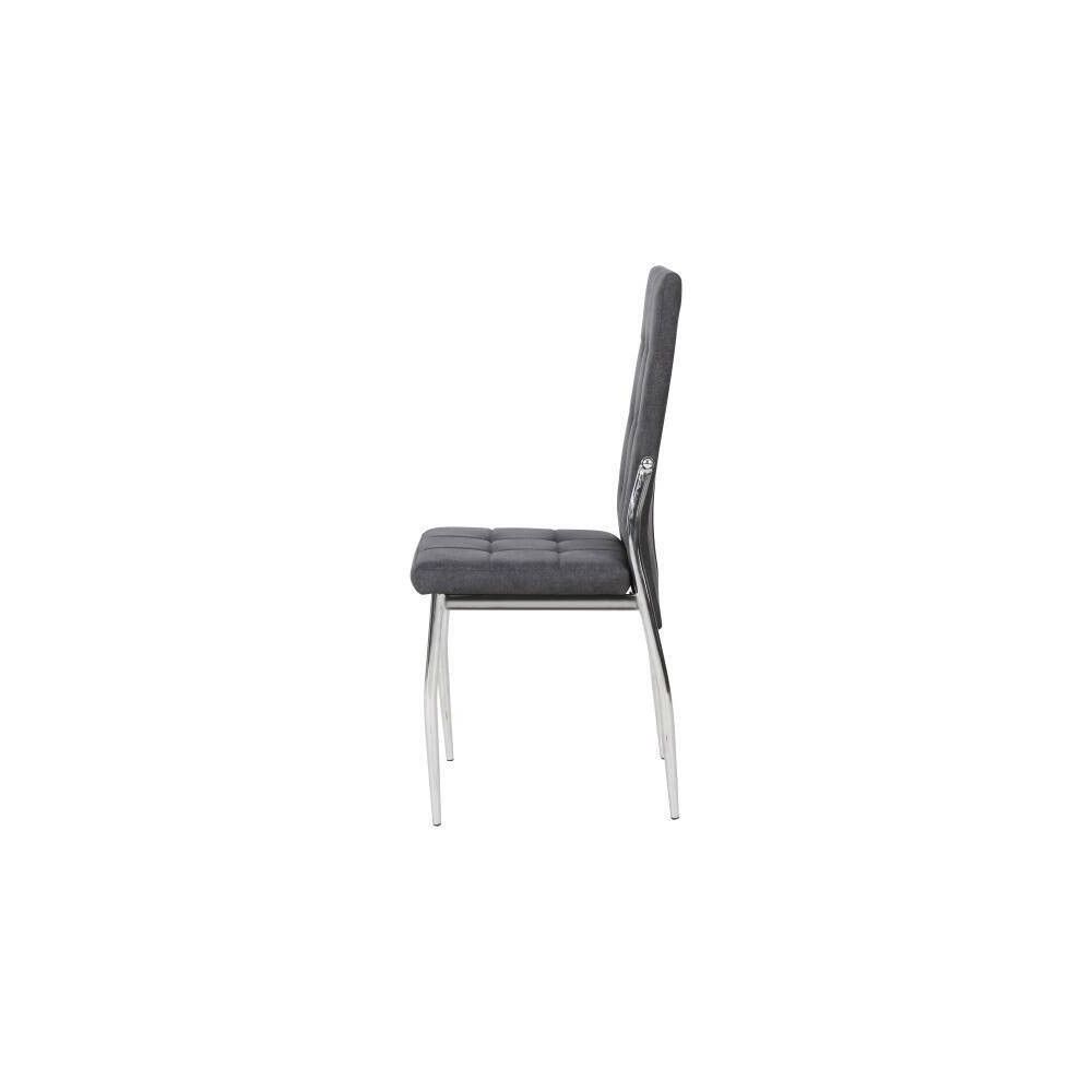 6 Sillas Tapizadas en Tela Gris con Asiento y Respaldo Acolchados, Patas Cromadas - Medidas 45x46x100 cm