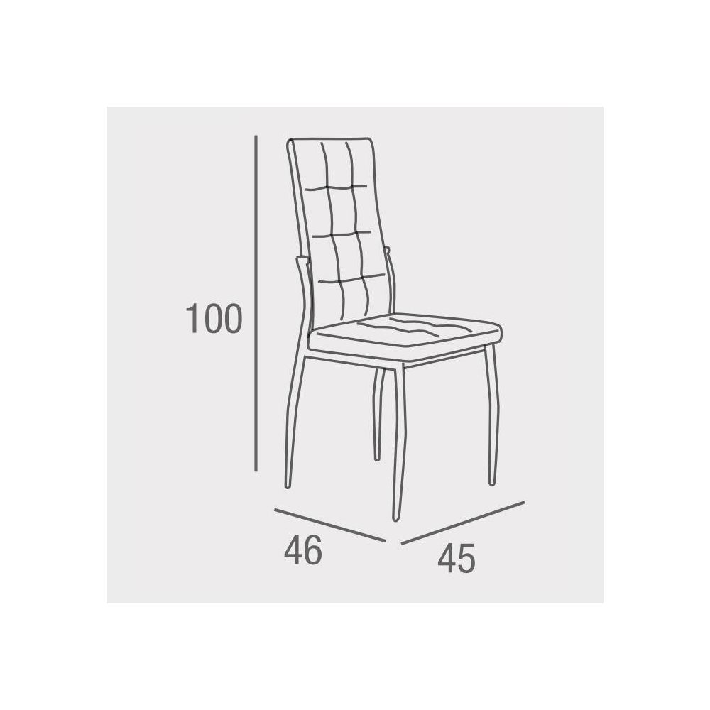 6 Sillas Tapizadas en Tela Gris con Asiento y Respaldo Acolchados, Patas Cromadas - Medidas 45x46x100 cm